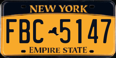 NY license plate FBC5147