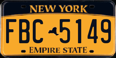 NY license plate FBC5149