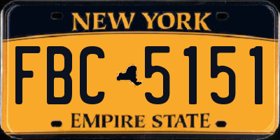 NY license plate FBC5151