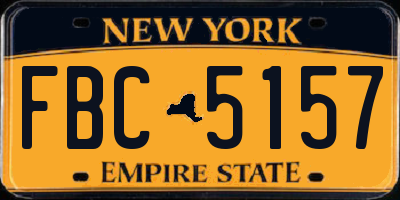 NY license plate FBC5157