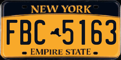 NY license plate FBC5163