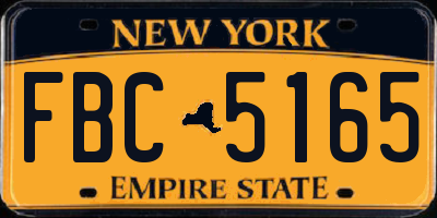 NY license plate FBC5165