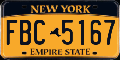 NY license plate FBC5167