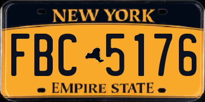 NY license plate FBC5176