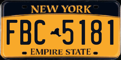 NY license plate FBC5181