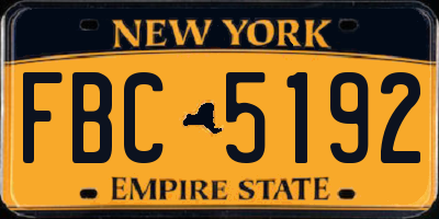 NY license plate FBC5192