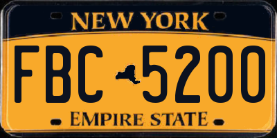 NY license plate FBC5200