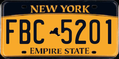 NY license plate FBC5201