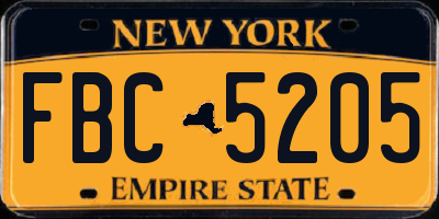 NY license plate FBC5205