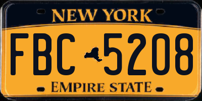NY license plate FBC5208