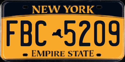 NY license plate FBC5209