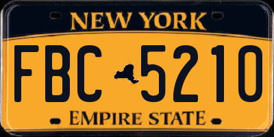 NY license plate FBC5210