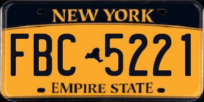 NY license plate FBC5221