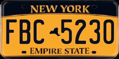 NY license plate FBC5230