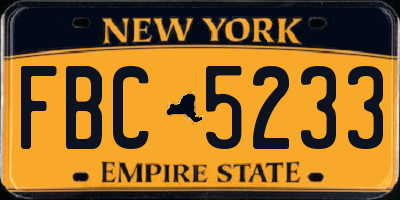NY license plate FBC5233