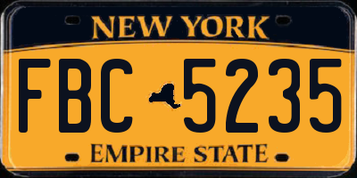 NY license plate FBC5235