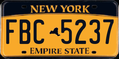 NY license plate FBC5237