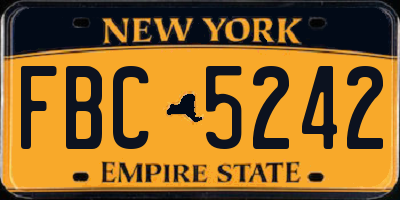 NY license plate FBC5242