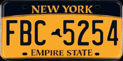 NY license plate FBC5254