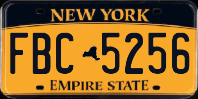 NY license plate FBC5256