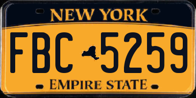 NY license plate FBC5259