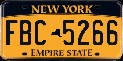 NY license plate FBC5266