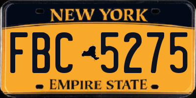 NY license plate FBC5275
