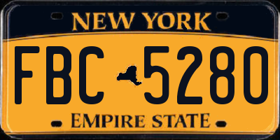 NY license plate FBC5280