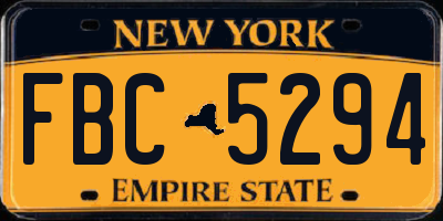 NY license plate FBC5294