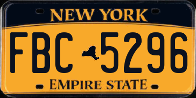 NY license plate FBC5296