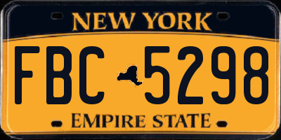 NY license plate FBC5298