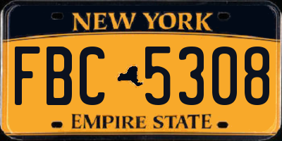 NY license plate FBC5308