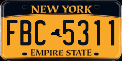 NY license plate FBC5311