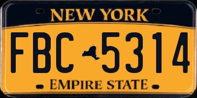 NY license plate FBC5314