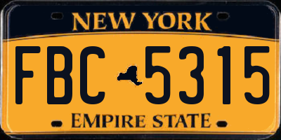 NY license plate FBC5315