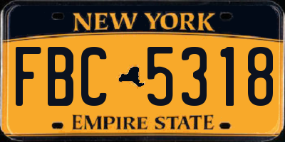 NY license plate FBC5318