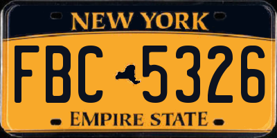 NY license plate FBC5326