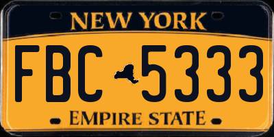 NY license plate FBC5333