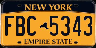 NY license plate FBC5343