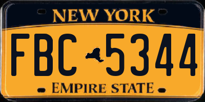 NY license plate FBC5344
