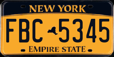 NY license plate FBC5345