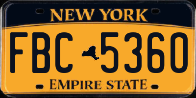 NY license plate FBC5360