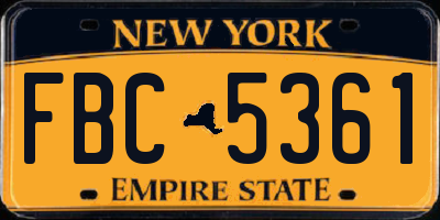 NY license plate FBC5361