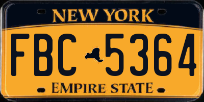 NY license plate FBC5364