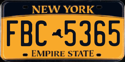 NY license plate FBC5365