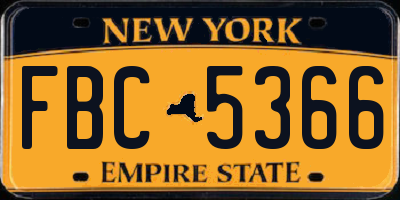 NY license plate FBC5366