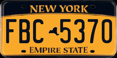 NY license plate FBC5370