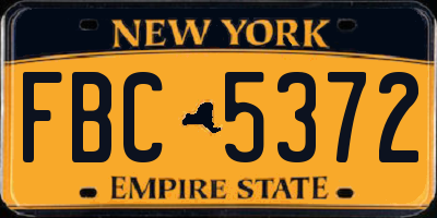 NY license plate FBC5372