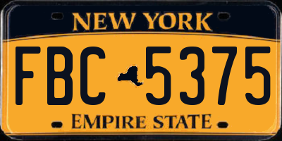 NY license plate FBC5375