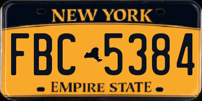 NY license plate FBC5384